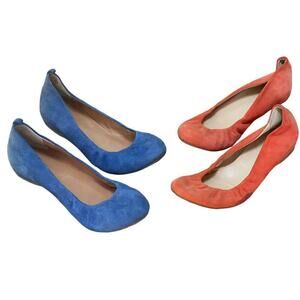J. CREW Anya/CeCe Suede Ballet Flat Bundle in Orange and Blue - Women's Size 7